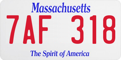 MA license plate 7AF318