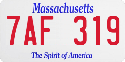 MA license plate 7AF319