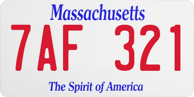 MA license plate 7AF321