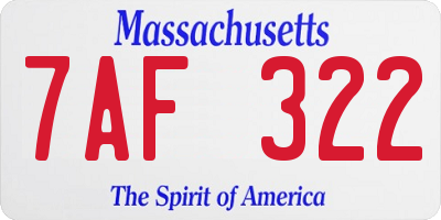 MA license plate 7AF322