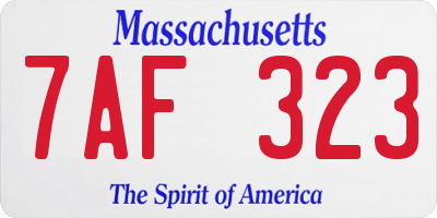 MA license plate 7AF323