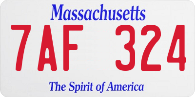MA license plate 7AF324