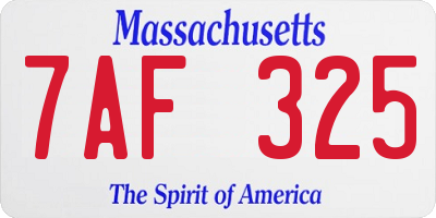 MA license plate 7AF325