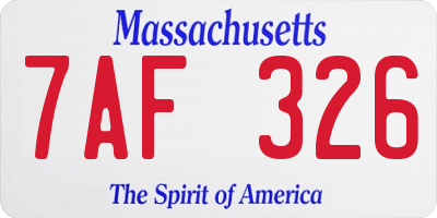 MA license plate 7AF326