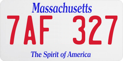 MA license plate 7AF327