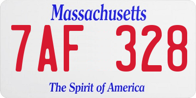MA license plate 7AF328