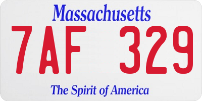 MA license plate 7AF329