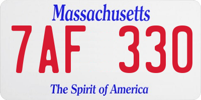 MA license plate 7AF330