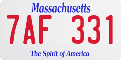 MA license plate 7AF331