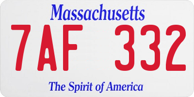 MA license plate 7AF332