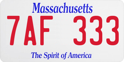MA license plate 7AF333