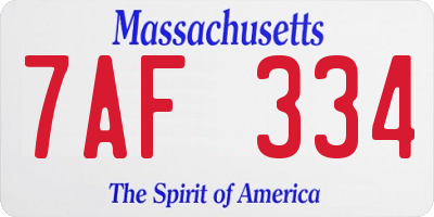 MA license plate 7AF334