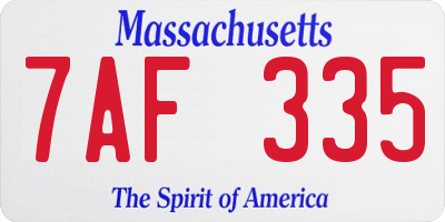 MA license plate 7AF335