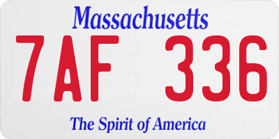 MA license plate 7AF336