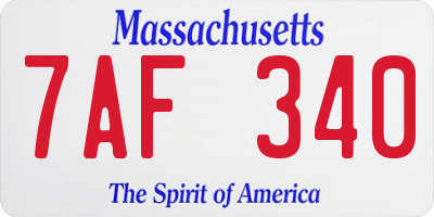 MA license plate 7AF340