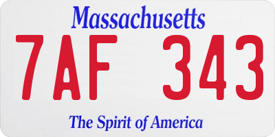 MA license plate 7AF343