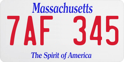 MA license plate 7AF345