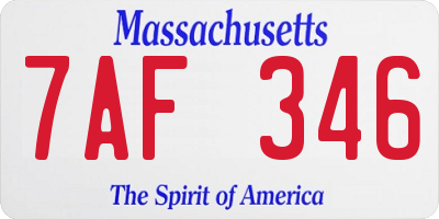 MA license plate 7AF346