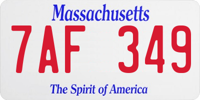 MA license plate 7AF349