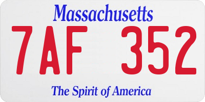 MA license plate 7AF352