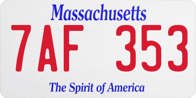 MA license plate 7AF353