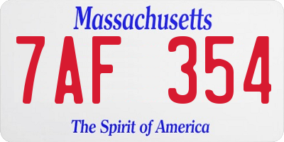 MA license plate 7AF354