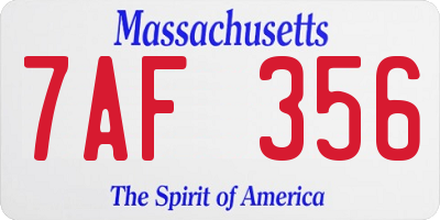 MA license plate 7AF356