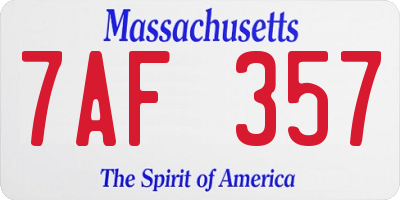 MA license plate 7AF357