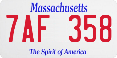 MA license plate 7AF358