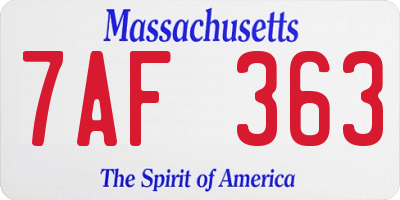 MA license plate 7AF363