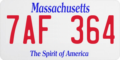 MA license plate 7AF364