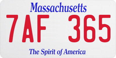 MA license plate 7AF365