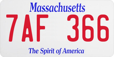 MA license plate 7AF366