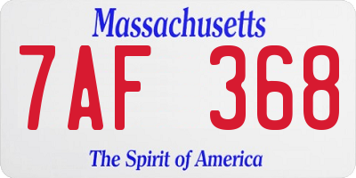 MA license plate 7AF368