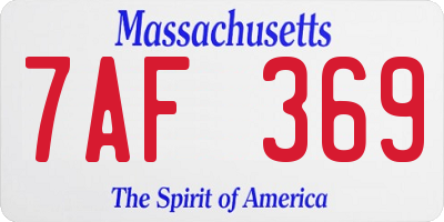 MA license plate 7AF369