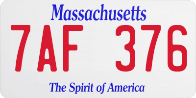 MA license plate 7AF376