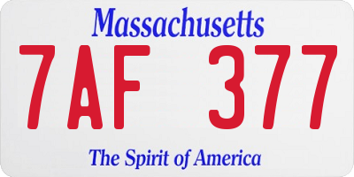 MA license plate 7AF377