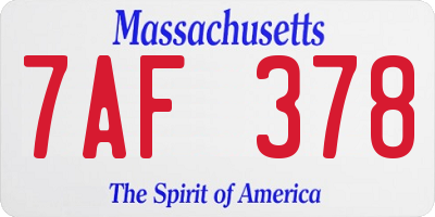 MA license plate 7AF378