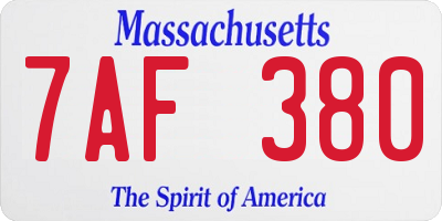 MA license plate 7AF380