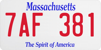 MA license plate 7AF381