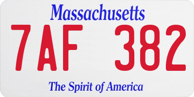 MA license plate 7AF382