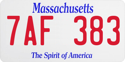 MA license plate 7AF383