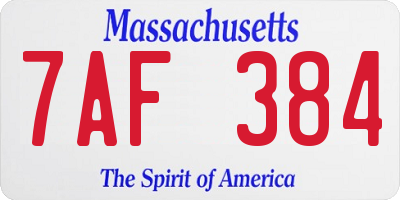 MA license plate 7AF384
