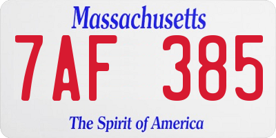 MA license plate 7AF385