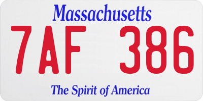MA license plate 7AF386