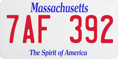 MA license plate 7AF392