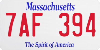 MA license plate 7AF394