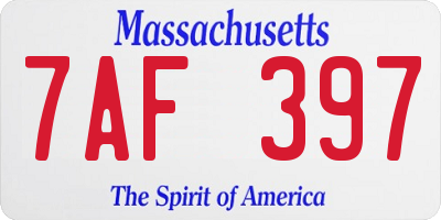 MA license plate 7AF397
