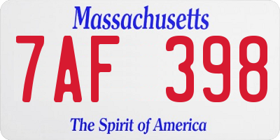 MA license plate 7AF398