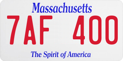 MA license plate 7AF400
